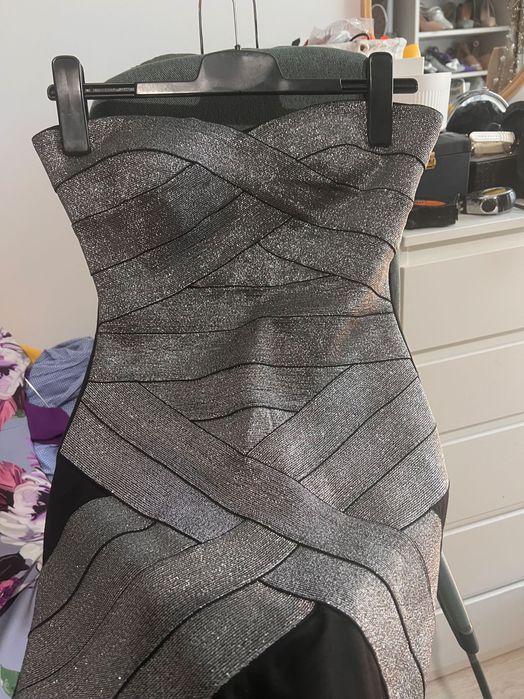 Rochie bandage S negru cu argintiu