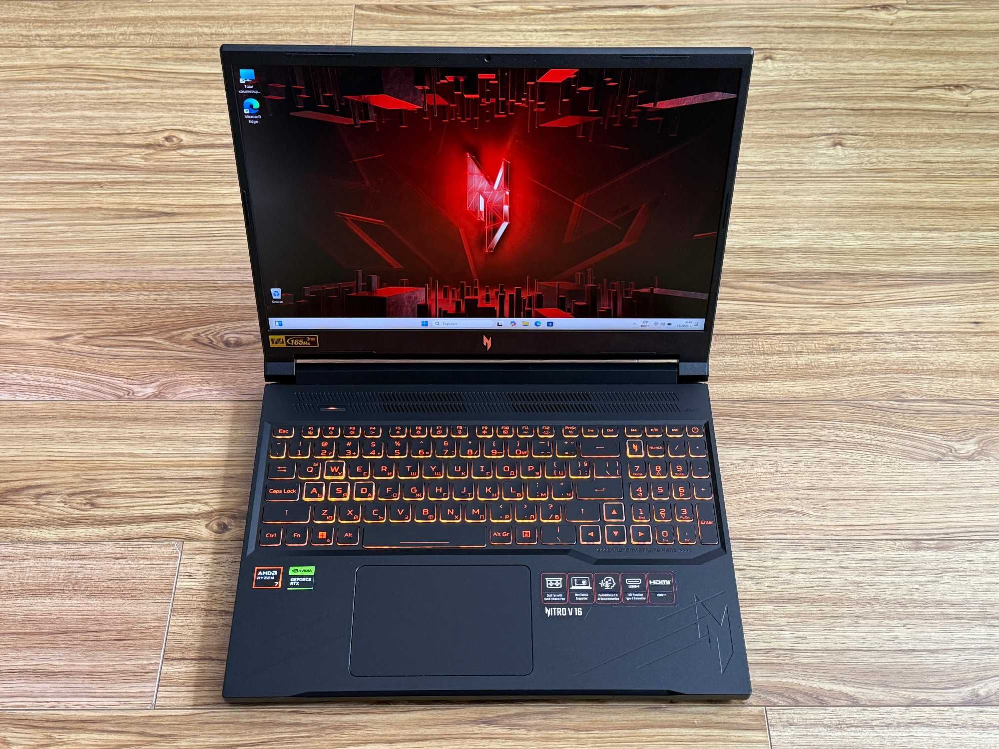 НОВ!165Hz 3ms NITRO 16`Ryzen 7-8845HS/16GB DDR5/1TB NVMe/RTX 3050-6GB