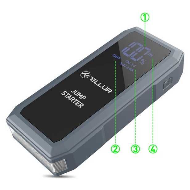 Starter auto multifunctional Tellur, 12V,1500A,baterie exerna,16800mAh
