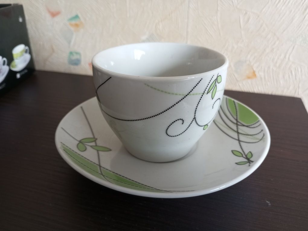 Сервиз 5 чаши с чинийки, немски, нов.