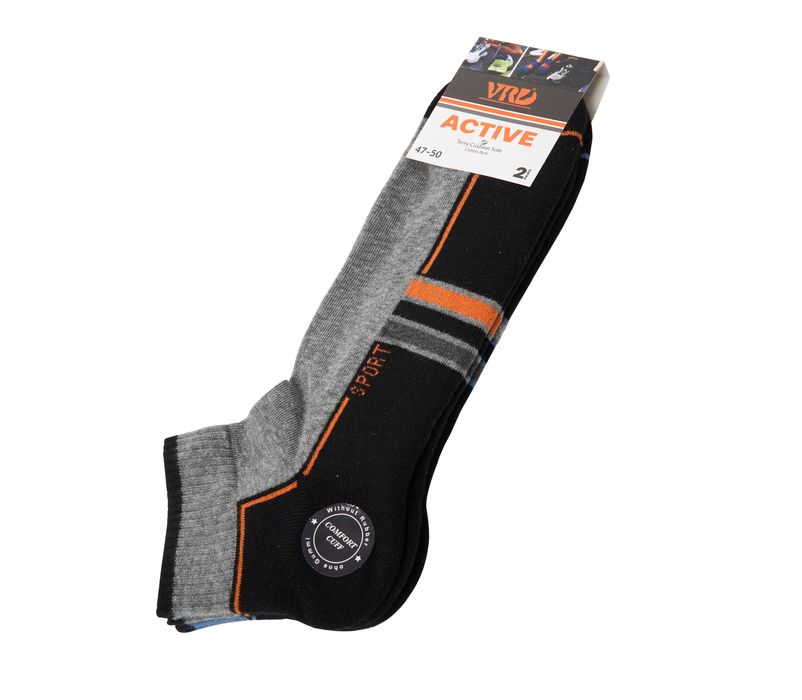 Памучни мъжки спортни чорапи–2 броя,хавлиена подметка, нестягащ ластик