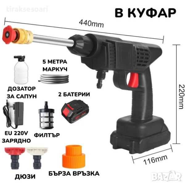ПОДАРЪК Челник + 36V Акумулаторна Водоструйка с 2 Батерии в куфар