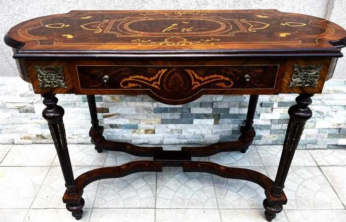 Spectaculos birou-Napoleon III-marchetarie-intarsii-bronz-Franta