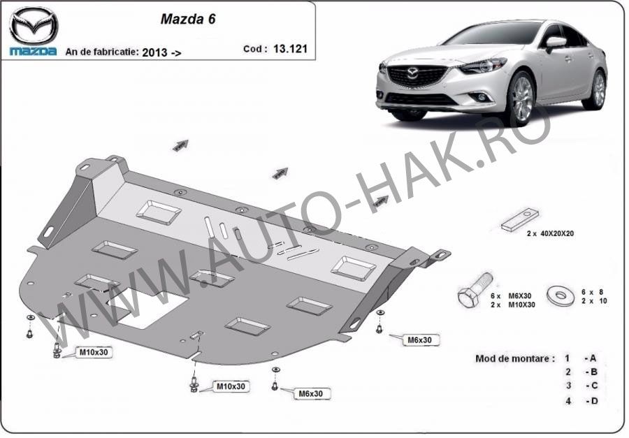 Scut motor metalic Mazda 6 2013-prezent - otel 2mm