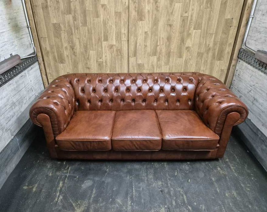 Chesterfield - canapea 3 locuri piele naturala