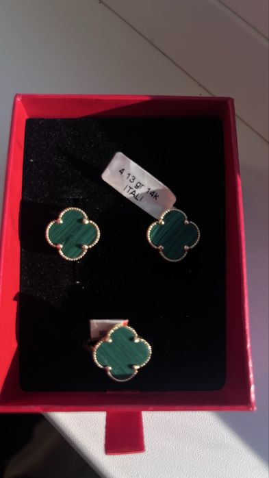 Продам золотые серьги+кольцо 17размер новые