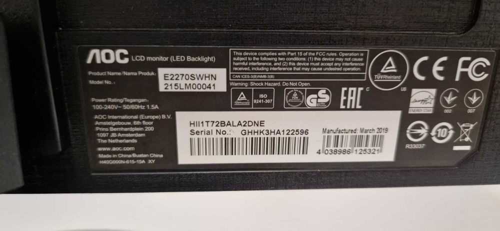 Monitor AOC E2270SWDN – 21.5″ Full HD (50-76 Hz)