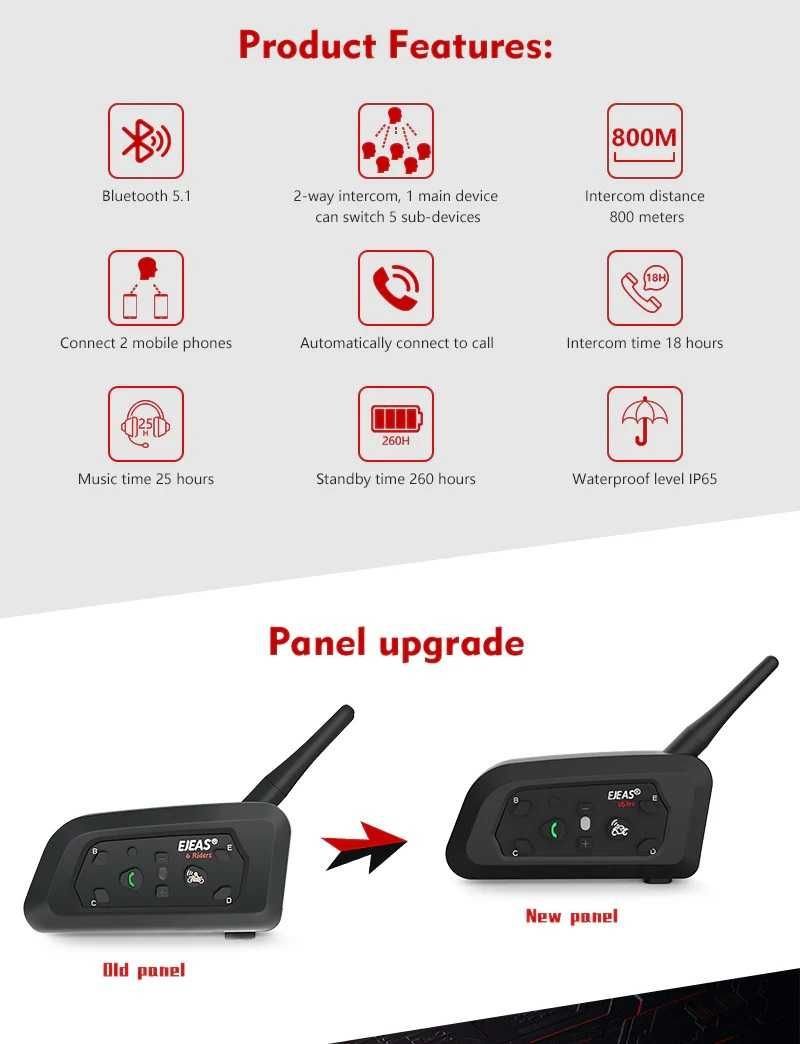 EJEAS V6C блутуд интерком за рефери