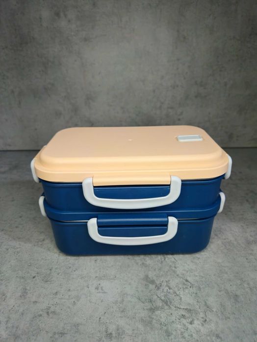 Caserolă dublă alimentară pentru prânz, 2 compartimente, 850 ml, oțel