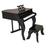 Pian de lemn pentru copii scaun inclus 48 cm alb / negru / roz