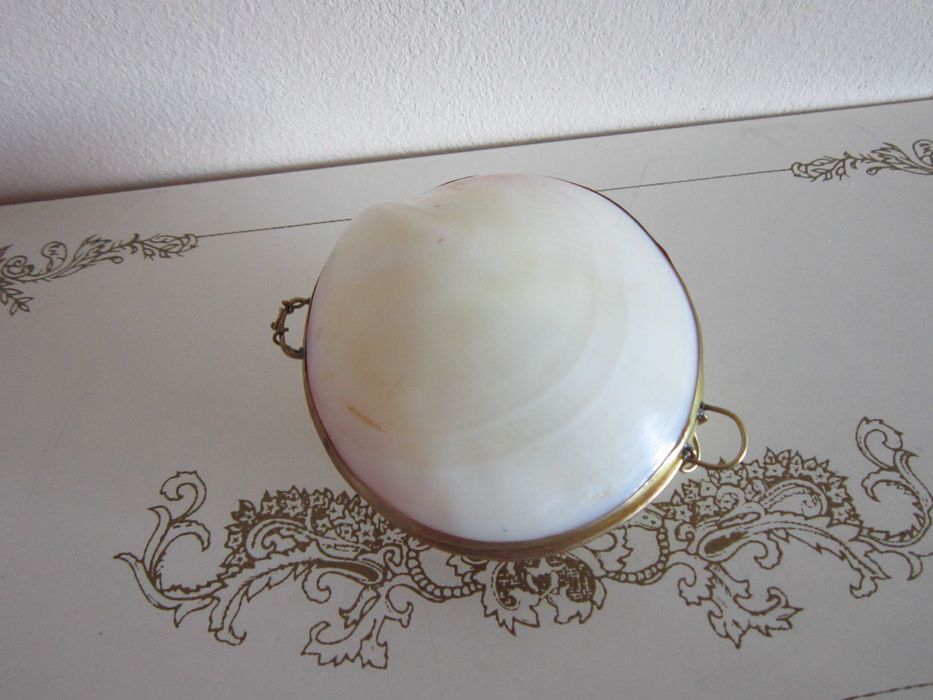rar Cutie victoriana scoica Mother of pearl si alama handmade 1920