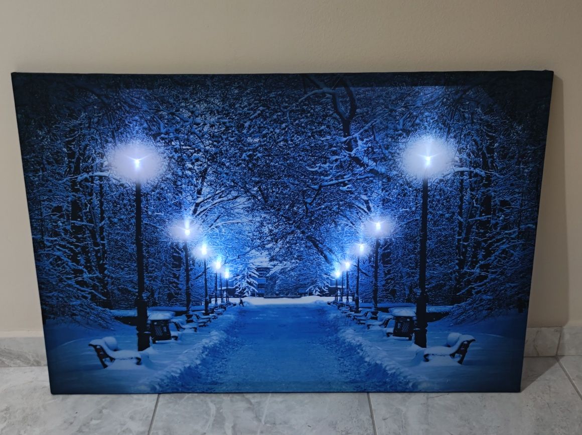 Светеща картина с Led осветление - зимен пейзаж