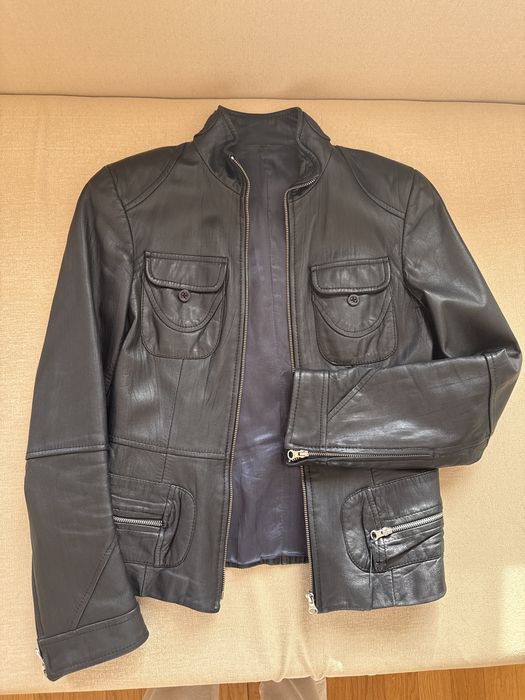 Куртка кожаная черная