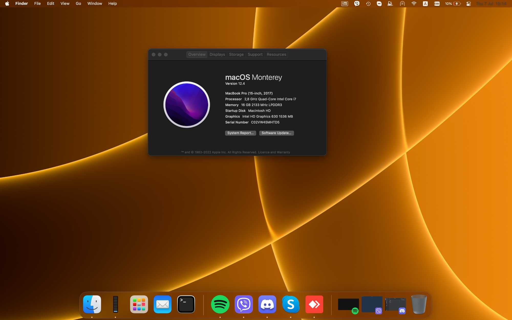 MacBook Pro 15', 2017, 16 RAM, 256 GB NVME