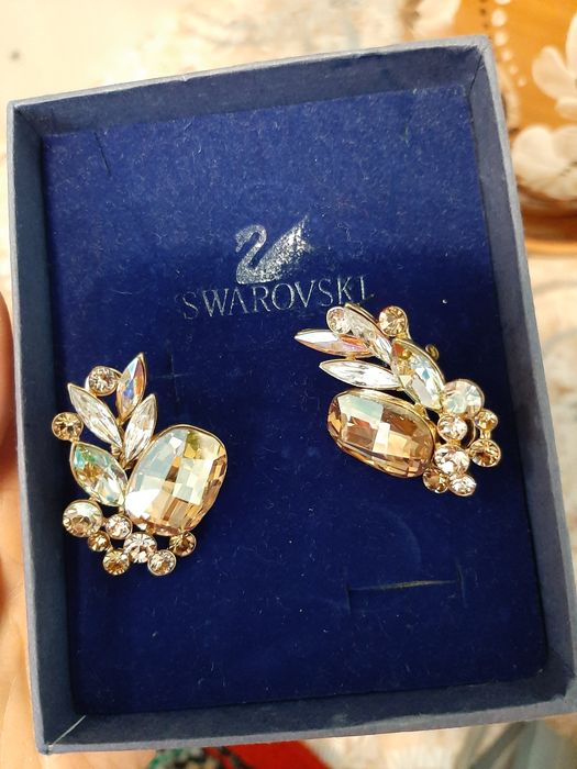 Серьги swarovski нержавейка с стразиками