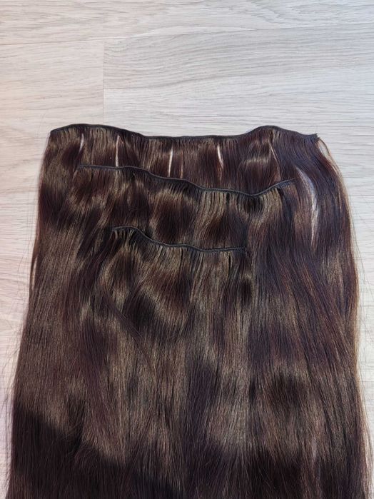 Естествена виетнамска коса на треса 150гр 55см тъмно кестеняво
