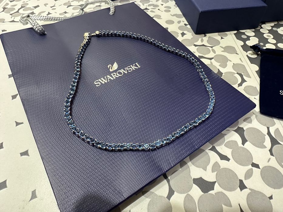 Colier Swarovski matrix tennis albastru nou