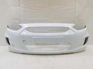 Бампер передний белый Хундай Акцент/Солярис Hyundai Accent 2013 года