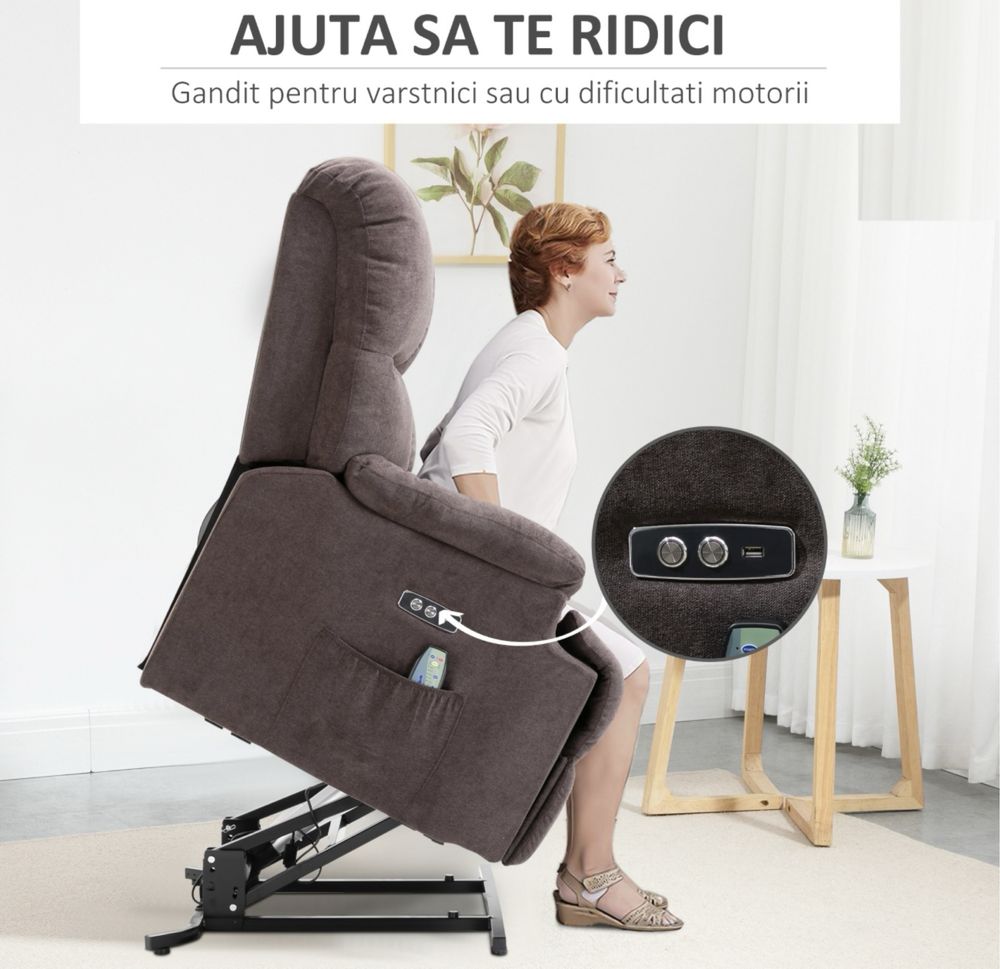 Fotoliu relax electric rabatabil cu mrcanism de ridicare