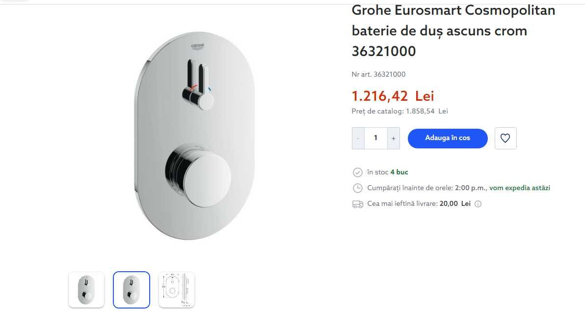 Baterii grohe eurocube de lavoar si dus incastrate