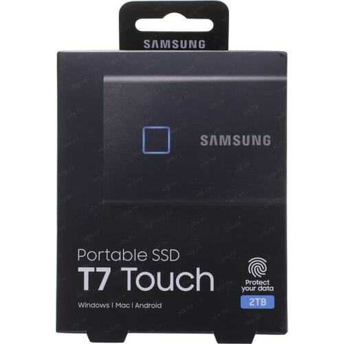 2 ТБ Внешний SSD Samsung T7 Touch, USB 3.2 Gen 2 Type-C, черный