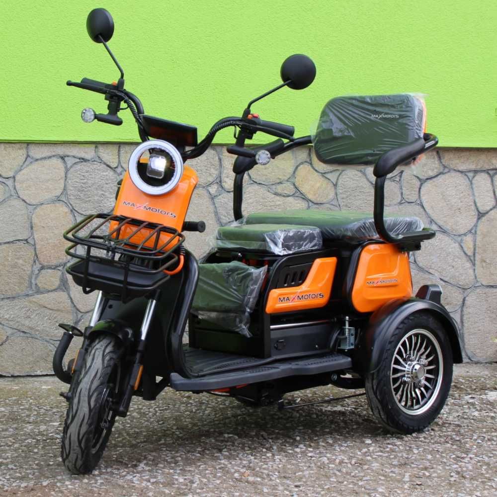 Триместна Електрическа Триколка MaxMotors X1, 1500W, 48V/20Ah, ORANGE