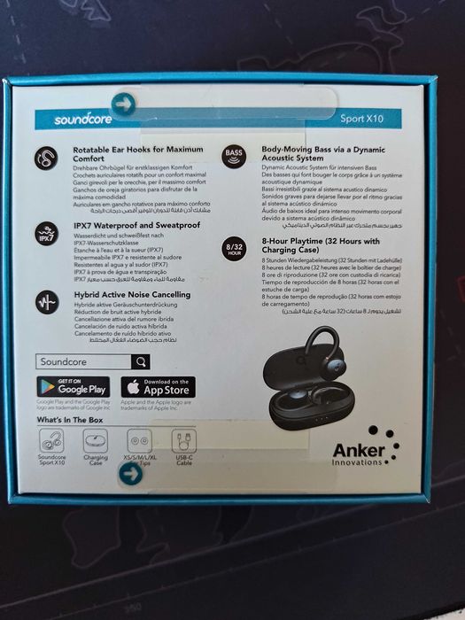 Casti wireless Anker Soundcore Sport X10, ANC, IPX7, Negru