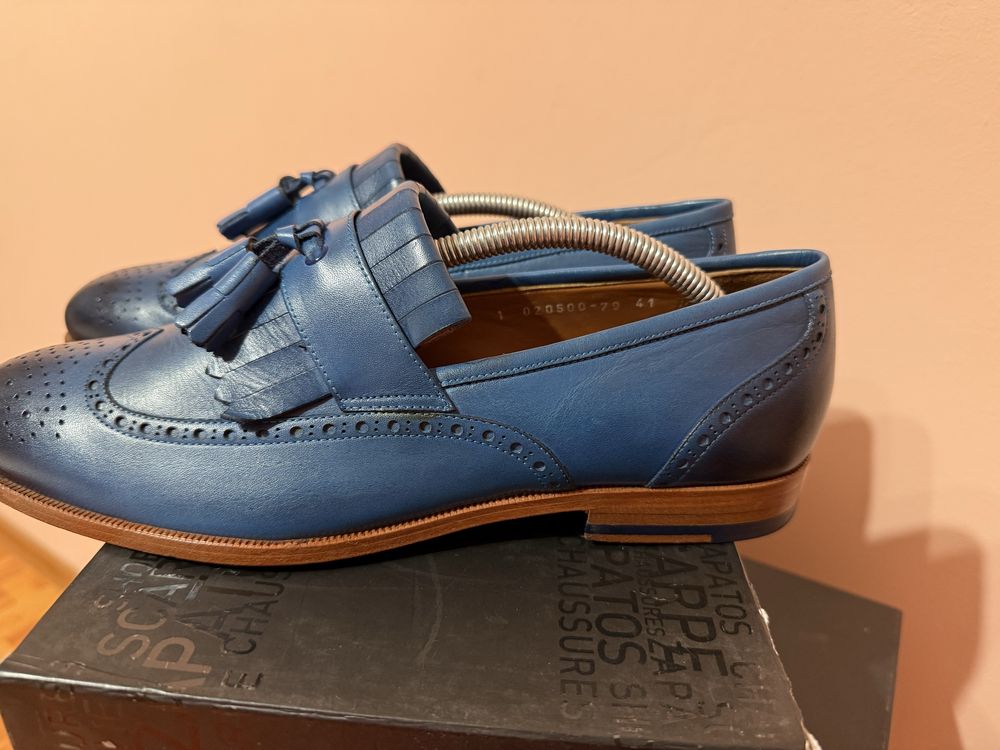 Pantofi piele albastri barbati ca noi