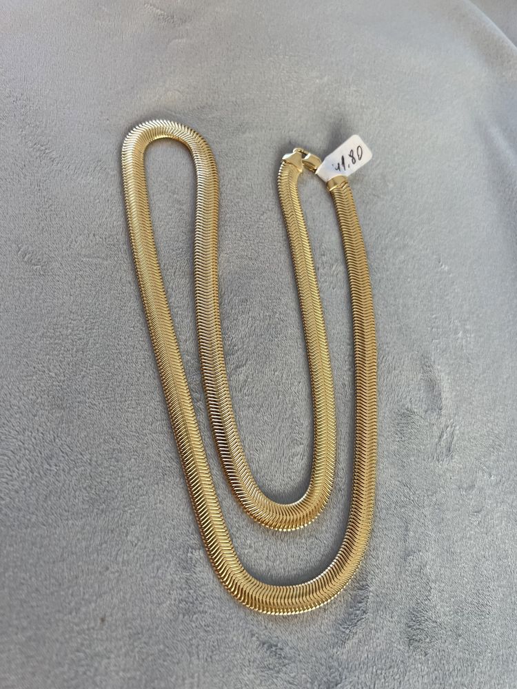Lant din aur 14k - 65cm lungime - Model Snake plat cuban