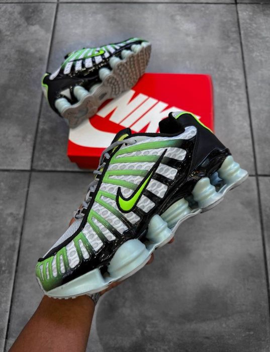 Nike Shox TL - Сиво, черно и неоново зелено мъжки маратонки
