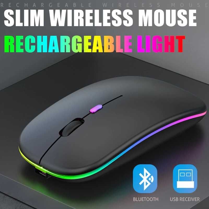 Mouse Bluetooth 5.2 3.0 Wireless cu Lumini RGB, Acumulator, Slim