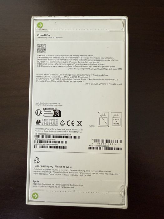 Неотварян iPhone 17 Pro, 512GB, Deep Blue