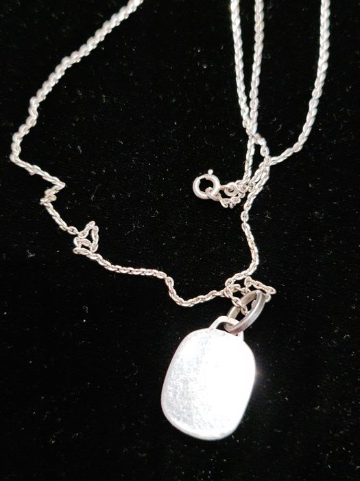 N Superb lant pandantiv argint 925 Germania,zodia gemeni,sticla topita