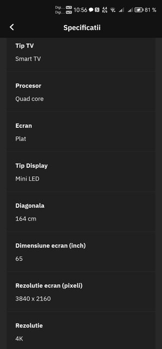 Televizor MiniLed Smart TCL 65C69K, Ultra HD 4K, HDR, 164cm. Sigilat