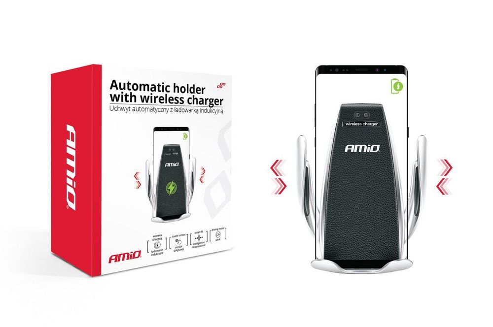 Suport telefon automat cu incarcare wireless, pentru smartphone cu tehnologie incarcare QI, micro USB, Amio PHW-01
