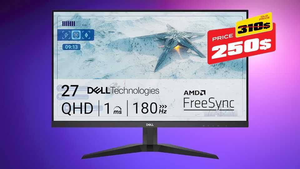 Игровой монитор Dell G2725D - 27-дюймовый QHD 2560x1440 до 180 Гц