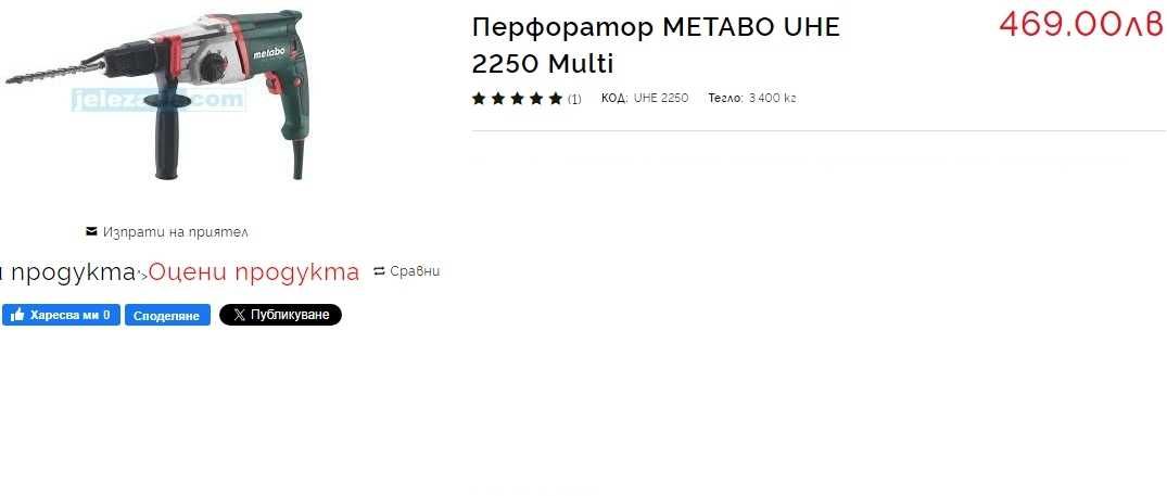 Metabo UHE 2250 Multi - Перфоратор 705W 2.2J