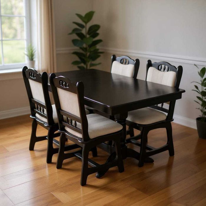 Set masă și scaune din lemn masiv