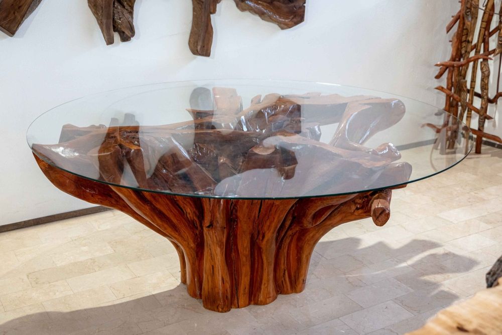 Mese dining si Coffee table lemn masiv + sticlă – model unicat