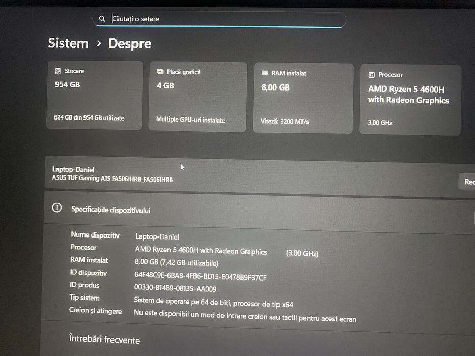 Laptop Gaming ASUS TUF FX505DT  AMD Ryzen™ 5 3550H GTX1650 4GB
