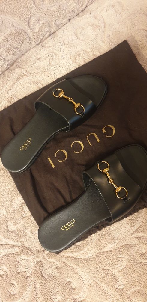 Papuci Gucci piele naturala 100%, originali, noi, 39