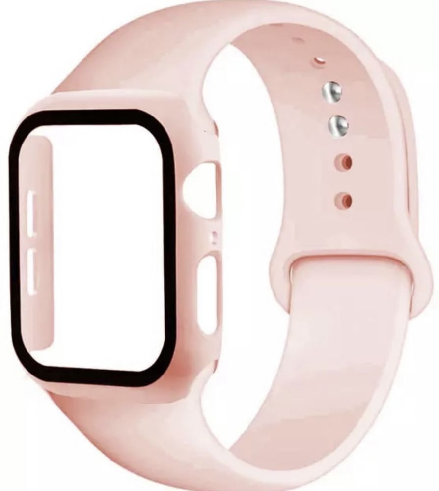 Pachet Curea Silicon + Husa Carcasa Plastic Compatibila Apple Watch