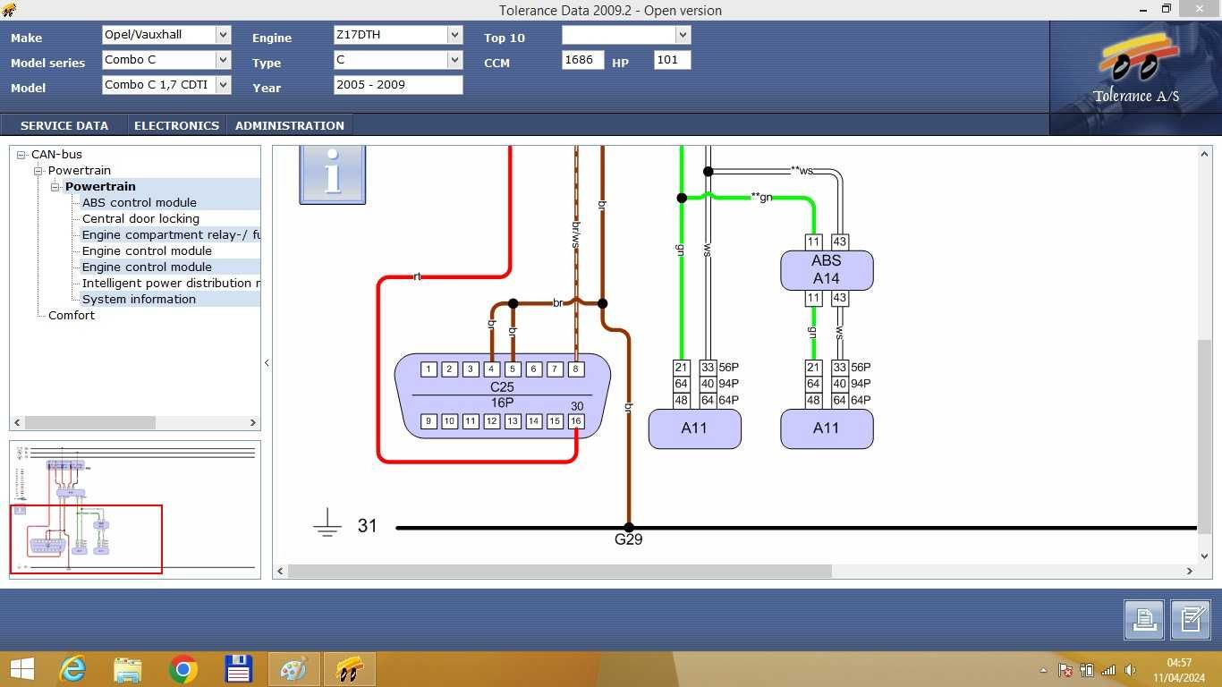 Program Tolerance Data scheme electrice auto