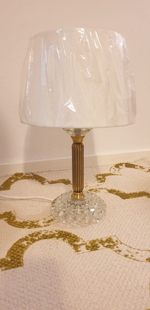 Lampa veioza vintage colectie alama sticla Suedia 1970