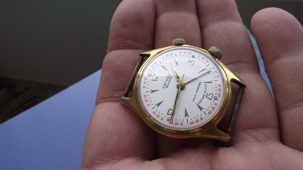 ЧАСОВНИК/Poljot СИГНАЛ-аларма/18к.мех-2612.1-СССР