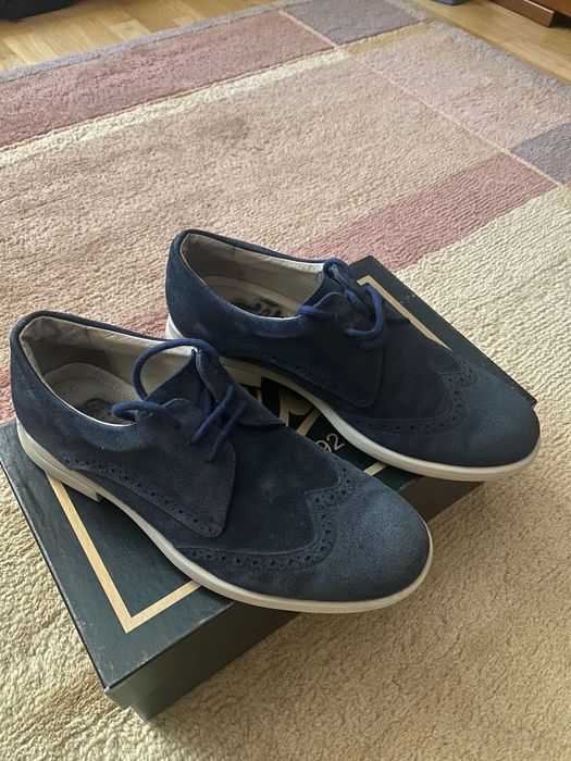 Pantofi sport bleumarin Filt, piele intoarsa, talpa usoara, masura 40