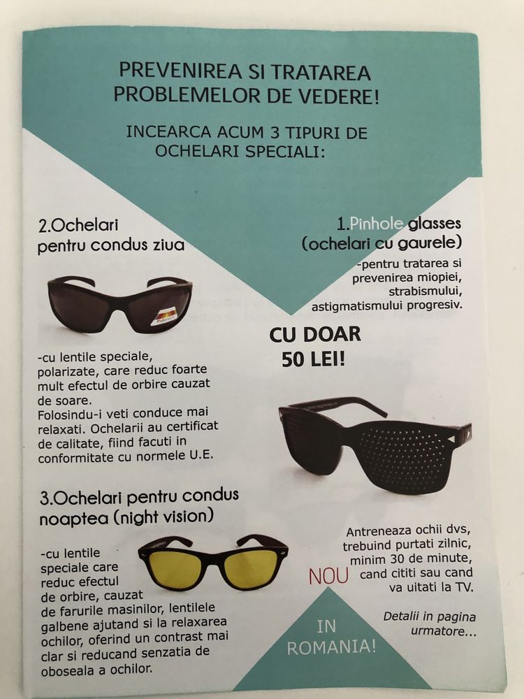 Oferta ochelari pinhole toc gratis