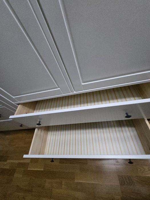 Dulap alb pentru dressing, dormitor, haine cu 2 uși și 2 sertare mari,