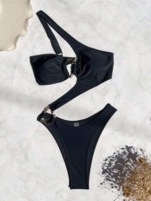 Costum Baie C803 (Daira-Shop.ro) Negru cu Bretele Intreg Catarame