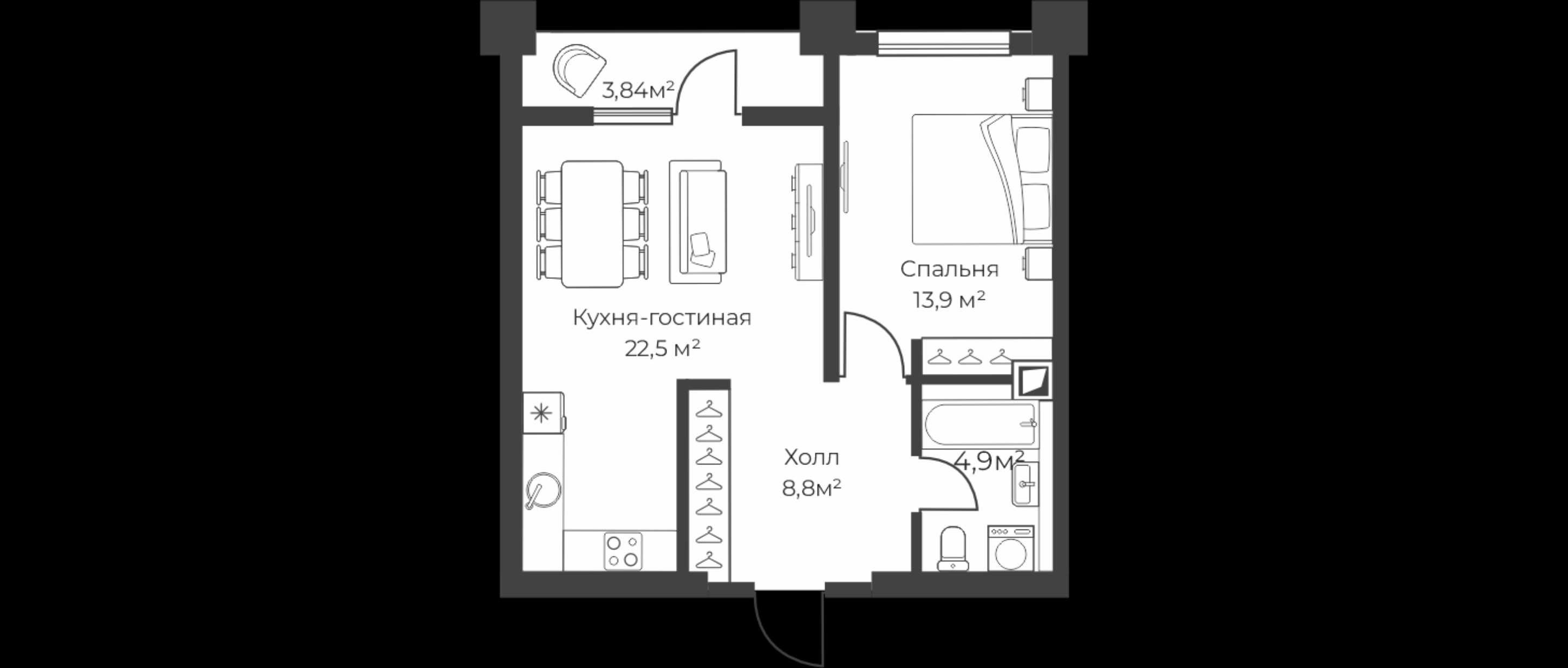 2-комн квартира в ЖК Manhattan от FDG - Дархан